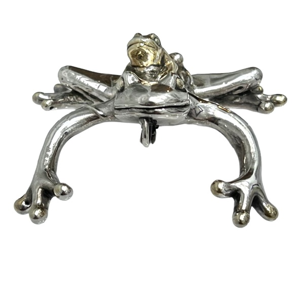 VINTAGE STERLING SILVER LEAP FROG PENDANT SMALL & BIG FROG - Picture 11 of 16